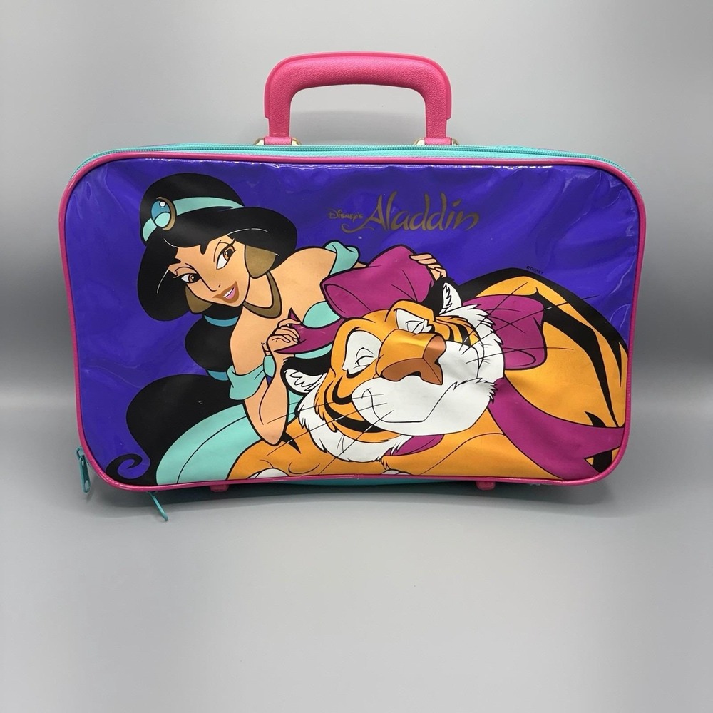 Vintage Disney Aladdin Jasmine Tiger Mini Suitcase - Rare 15"